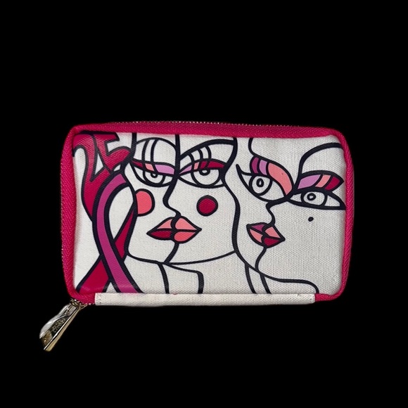 NEW Estée Lauder Pink and White Canvas Makeup Bag - Picture 2 of 6